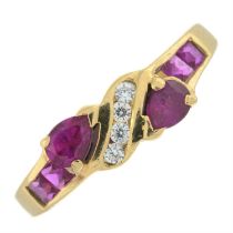 Synthetic ruby & cubic zirconia ring