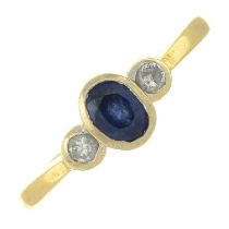 18ct gold sapphire & diamond three-stone ring