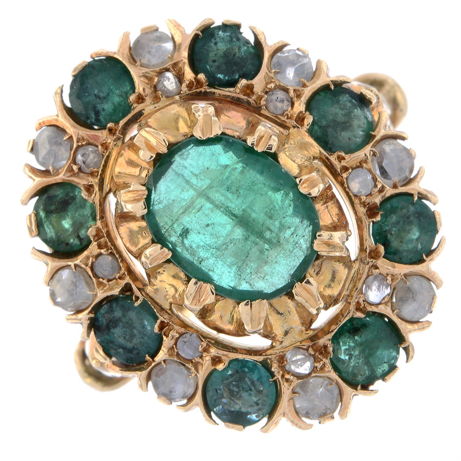 Emerald & diamond cluster ring