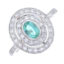 Emerald & diamond cluster ring