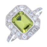 Peridot & diamond cluster ring