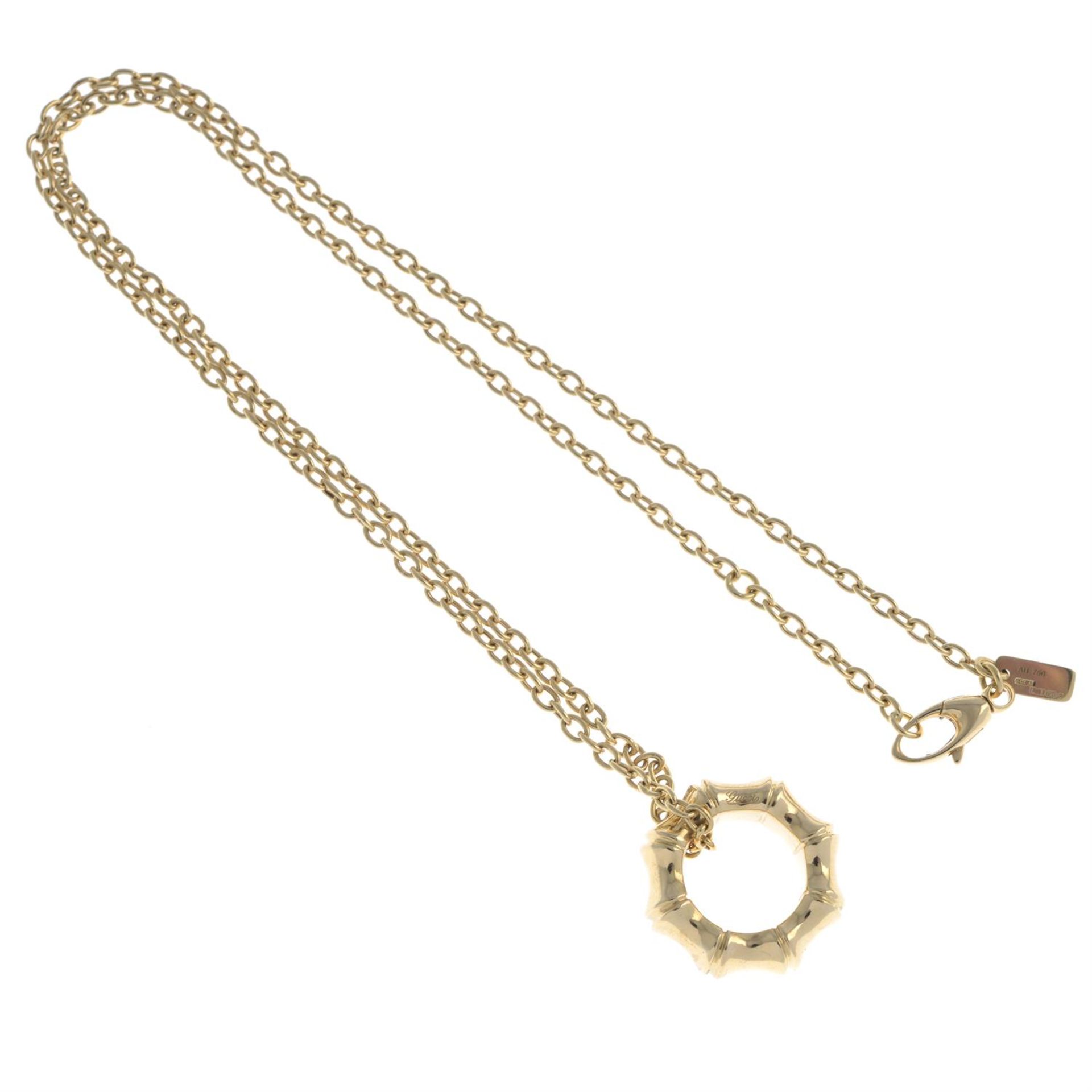 18ct gold bamboo pendant, on chain, by Gucci - Image 3 of 4