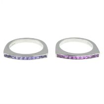 Two pink & purple sapphire rings, by Mappin & Webb