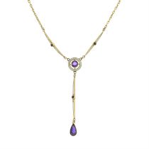 Early 20th century amethyst & enamel necklace