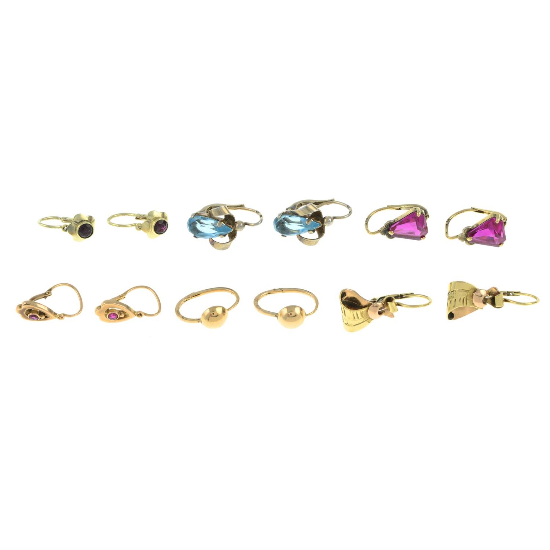 Six pairs of gem-set earrings