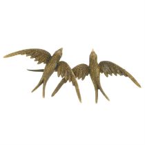 Victorian 15ct gold double swallow brooch