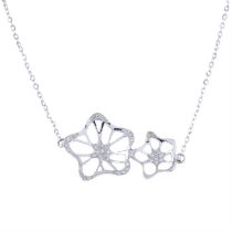 Diamond floral pendant, on a chain