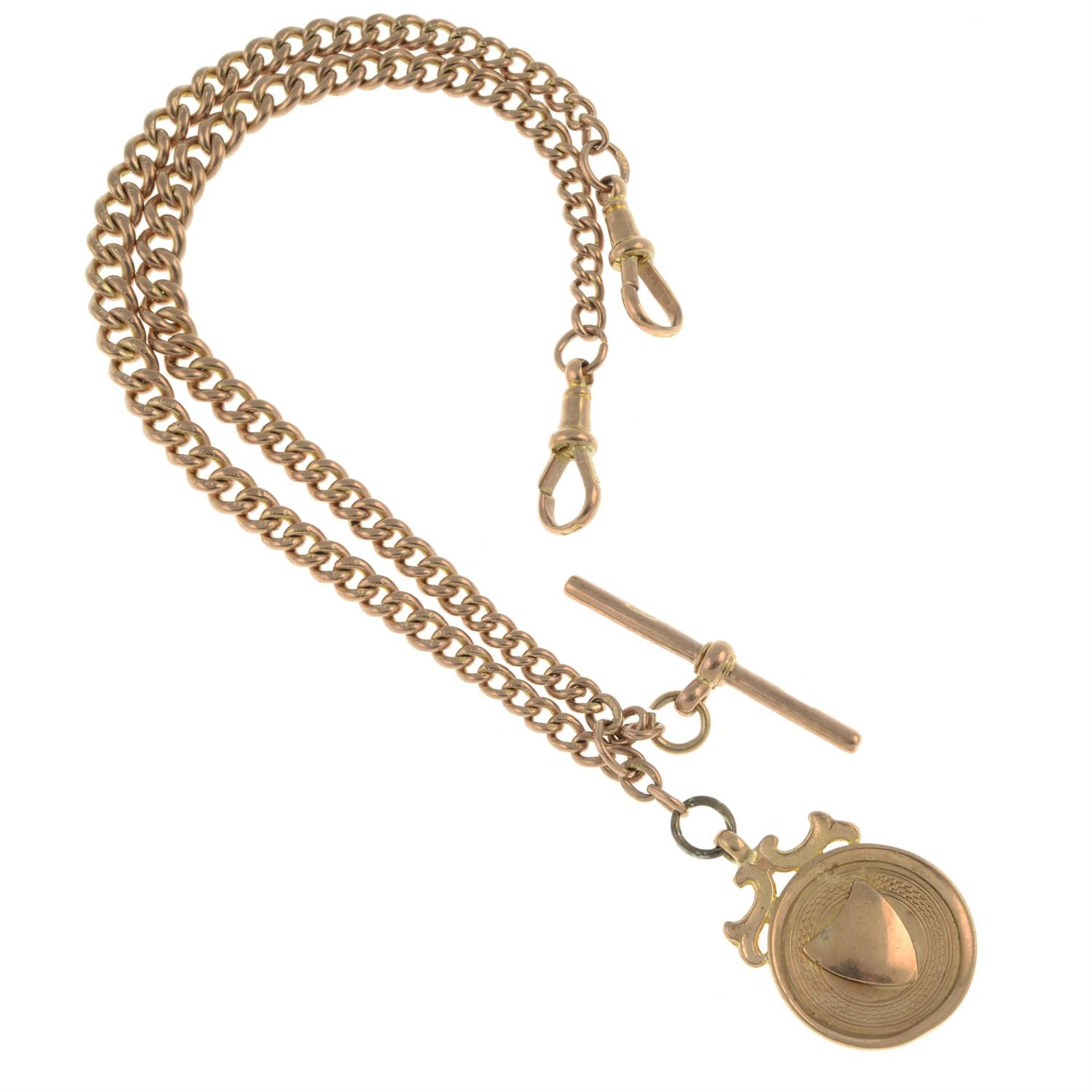 9ct gold Albert chain, with 9ct gold fob