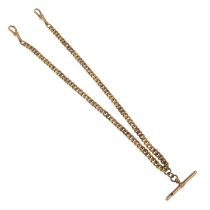 9ct gold Albert chain, suspending a T-bar