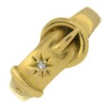 Victorian 18ct gold diamond accent buckle ring