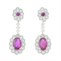 18ct gold diamond & ruby earrings