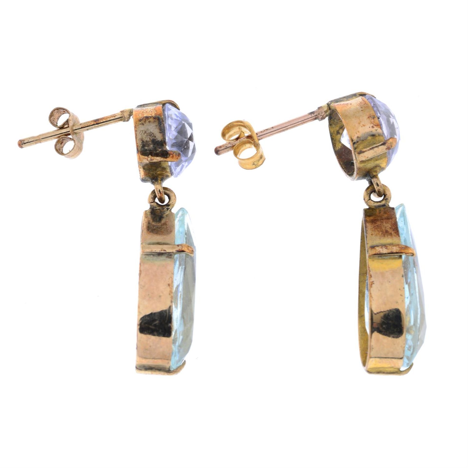 Aquamarine & sapphire drop earrings - Image 2 of 2