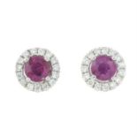 18ct gold ruby & diamond cluster earrings