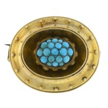 19th century gold turquoise brooch