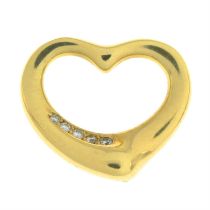 18ct gold diamond 'Open Heart' pendant, by Elsa Peretti for Tiffany & Co.