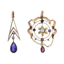 Two early 20th century gem pendants