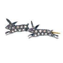 Diamond & pink sapphire rabbit brooch