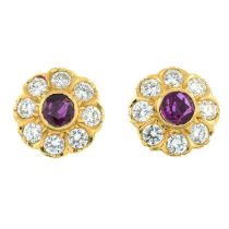 Ruby & brilliant-cut diamond stud earrings
