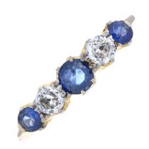 Sapphire & diamond five-stone ring