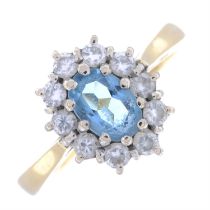 18ct gold aquamarine & diamond cluster ring