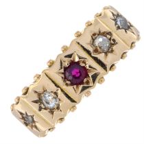 Victorian 18ct gold ruby & diamond band ring