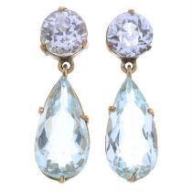 Aquamarine & sapphire drop earrings