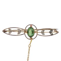 Victorian green garnet-topped-doublet brooch