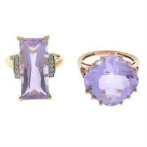 Two 9ct gold amethyst rings