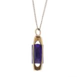 9ct gold amethyst pendant, with chain