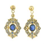 9ct gold sapphire & diamond earrings