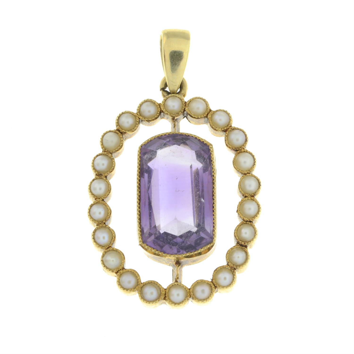 Amethyst & split pearl pendant