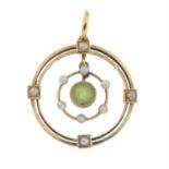 Early 20th century peridot & split pearl pendant