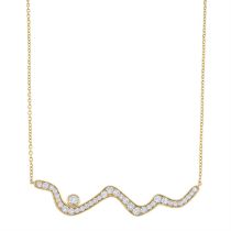 Diamond undulating pendant, with integral 18ct gold chain
