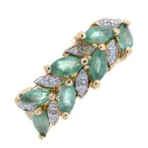 9ct gold emerald & diamond dress ring