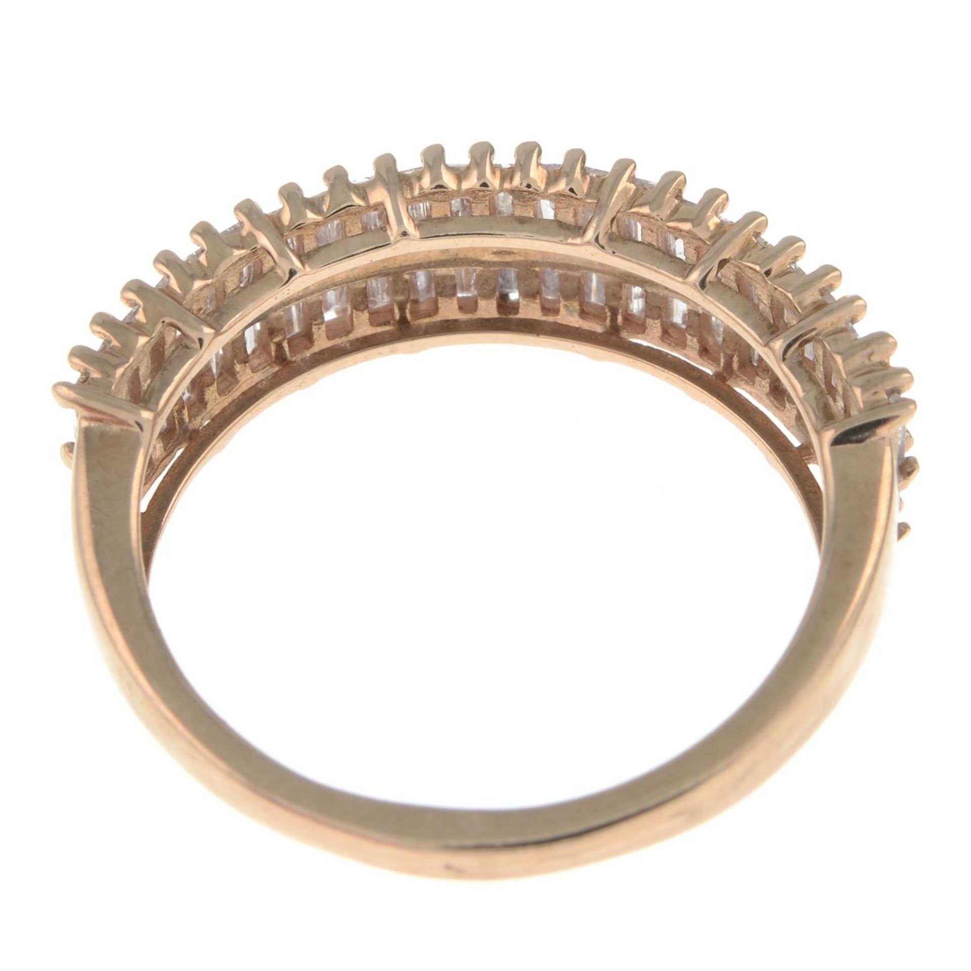 9ct gold 'pink' diamond half eternity ring - Image 2 of 2