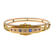 Edwardian 9ct gold diamond & gem-set bangle