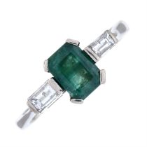 18ct gold emerald & diamond ring