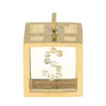 18ct gold diamond & resin cube pendant