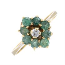 Emerald & diamond cluster ring