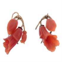 Coral floral earrings