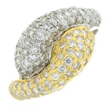 18ct gold diamond snake crossover ring