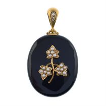 Victorian onyx & split pearl mourning pendant