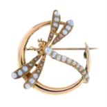 Dragonfly seed pearl brooch