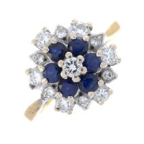 Sapphire & diamond floral cluster ring