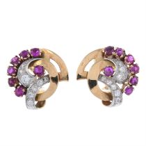 Ruby & diamond clip earrings