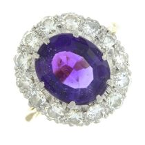 Amethyst & diamond cluster ring