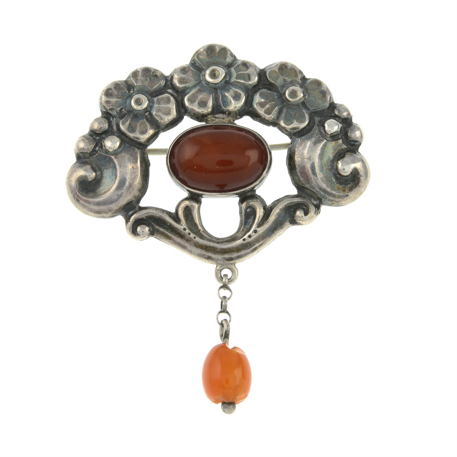 Late 19th century amber brooch, by Georg Albert Halling