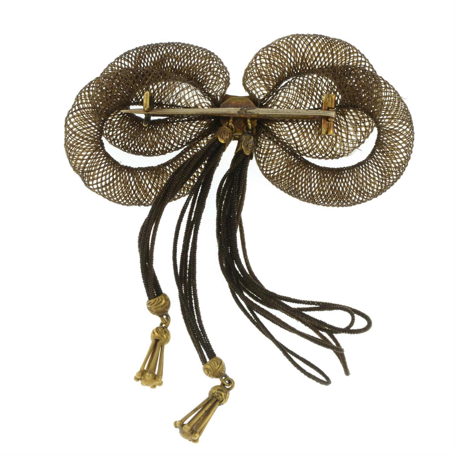 Victorian hairwork bow brooch - Image 2 of 2