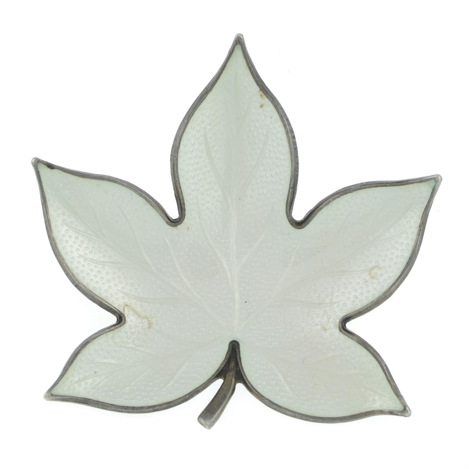 Enamel leaf brooch