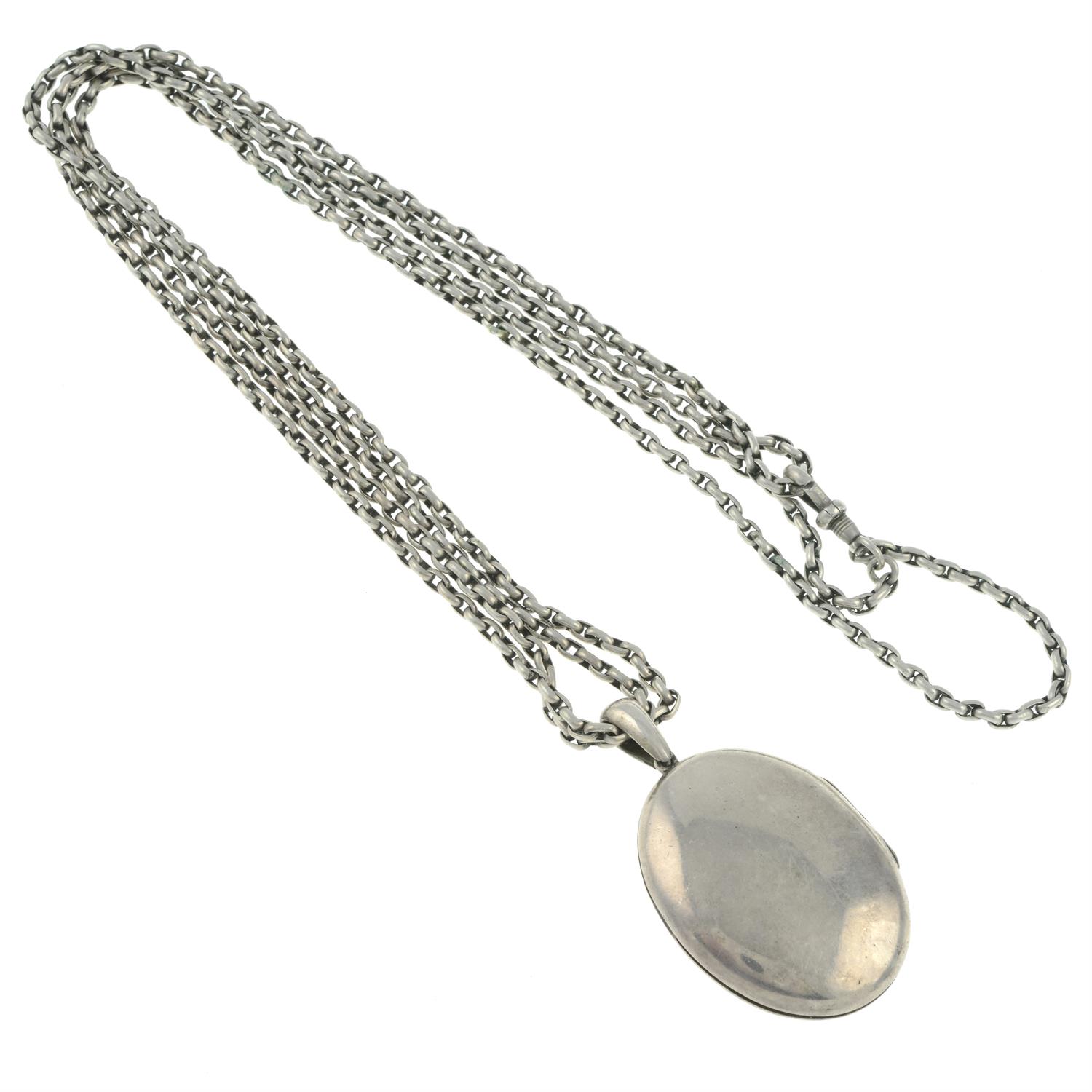 Victorian locket pendant & longuard chain - Image 3 of 3